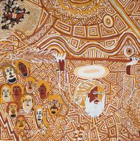 Moses parting the Red Ochre Wings (Sea) by Johnathon World Peace Bush contemporary artwork painting