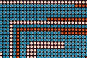 Recipientes - acumulação progressiva decrescente em azul, laranja e branco by José Patrício contemporary artwork 3