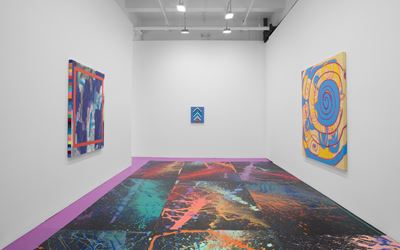 Sarah Cain, Dark Matter, 2016, Exhibition view. Courtesy Galerie Lelong, New York.