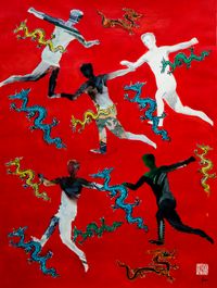 Dragons Dancing 龍舞呈祥 by Gu Fusheng contemporary artwork works on paper