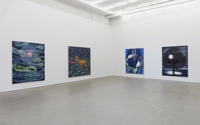 Exhibition view: Ann Craven, Night, Karma, 22 East 2nd Street and Bookstore, New York (2 November–20 December 2023). Courtesy Karma.