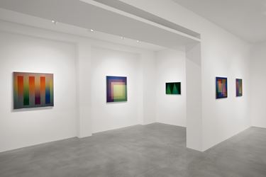 Exhibition view: Carlos Cruz-Diez, Colore come evento di spazi, Dep Art Gallery, Milan (9 October 2019–21 January 2019). Courtesy Dep Art Gallery.
