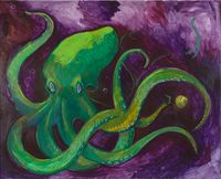 Large Green Octopus by Charles Hascoët contemporary artwork painting