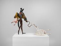 Howling at the Moon, With Pig by Nathalie Djurberg and Hans Berg contemporary artwork sculpture