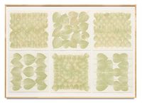 Edibles Sextet – NTUC Finest, Freshmart Singapore, Perilla Leaves, each 50 g; Meidi-Ya, Unknown, Shiso, each 50 g by Haegue Yang contemporary artwork works on paper
