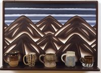 Virtual Still Life #11: Mugs and Mountains by Roger Brown contemporary artwork painting, sculpture, photography