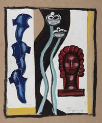 Composition à la tête rouge by Fernand Léger contemporary artwork painting, works on paper