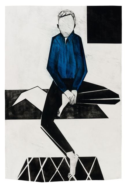Untitled (blue pullover, frontal) by Iris Schomaker contemporary artwork