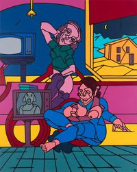 TV in casa (la sera) by Valerio Adami contemporary artwork painting