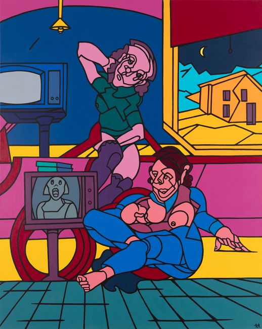 TV in casa (la sera) by Valerio Adami contemporary artwork
