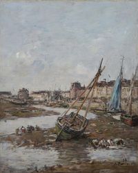 Le port de Trouville à marée basse by Eugène Boudin contemporary artwork painting, works on paper