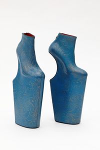 Heel-less Shoes Series (blue thunder) by Noritaka Tatehana contemporary artwork sculpture, textile
