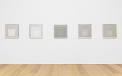Exhibition view: Josef Albers, Grey Steps, Grey Scales, Grey Ladders, David Zwirner, 20th Street, New York (3 November–13 December 2016). © 2016 The Josef and Anni Albers Foundation/Artists Rights Society (ARS), New York. Courtesy David Zwirner.