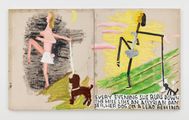 Pink Girl, Like an Assyrian Dancer and Pink Clouds by Rose Wylie contemporary artwork 1