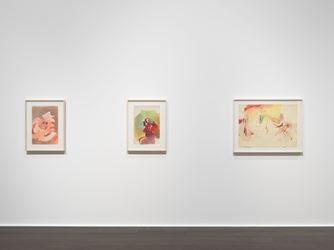 Exhibition view: Maria Lassnig, Zarter Mittelpunkt / Delicate Centre, Hauser & Wirth, Zürich (11 October–19 December 2019). © Maria Lassnig Foundation. Courtesy the Foundation and Hauser & Wirth. 
