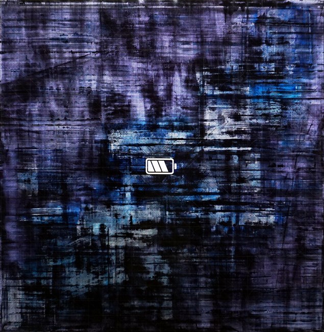 (battery icon | card) blue by Aditya Novali contemporary artwork