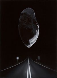 Near Earth asteroid with highway (Prometheus) by Tony Lloyd contemporary artwork painting