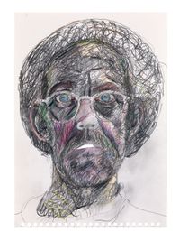Work No. 2965Self portrait in a hair net with mouth open by Martin Creed contemporary artwork works on paper