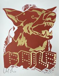 Red Dog by Faile contemporary artwork painting, works on paper, sculpture