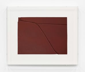 Florian Pumhösl, Untitled (Study for Warped Relief) (2020–2021). Acrylic on lead. 32.5 x 43.5 cm. Courtesy Galerie Buchholz, Berlin.