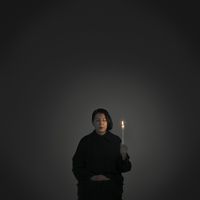 Artist Portrait with a Candle (A) (from the series 'With Eyes Closed I See Happiness') by Marina Abramović contemporary artwork photography