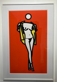 Woman taking off man's shirt by Julian Opie contemporary artwork print