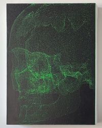 Green Skull #7 by Zhang Ding contemporary artwork painting, works on paper