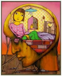 No canto do pensamento / In the corner of the mind by OSGEMEOS contemporary artwork painting