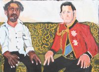 The Royal Tour (Vincent and Charles) by Vincent Namatjira contemporary artwork painting, works on paper