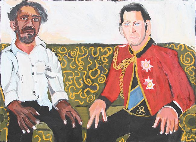 The Royal Tour (Vincent and Charles) by Vincent Namatjira contemporary artwork