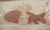 Poisson en chocolat - cadeau by Léonard Tsuguharu Foujita contemporary artwork painting, works on paper