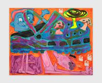 Diplo Croc Smurf Panther Ditto Toilet Paper by Katherine Bernhardt contemporary artwork painting, works on paper