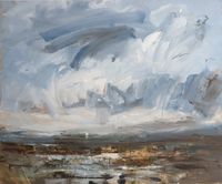 Marshes and grey-blue cloud by Louise Balaam contemporary artwork painting