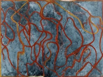 Brice Marden, Blue Painting (2022–23). © 2023 Estate of BriceMarden/Artists Rights Society (ARS), New York. Courtesy the artist and Gagosian. Photo: Rob McKeever.