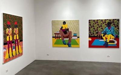 Exhibition view: Tafadzwa Adolf Tega, Zumbani, Mimmo Scognamiglio Artecontemporanea, Milan (10 Februrary–15 April 2022). Courtesy Mimmo Scognamiglio Artecontemporanea.