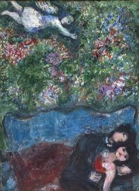Sur le divan by Marc Chagall contemporary artwork painting, works on paper