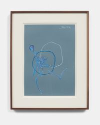 Untitled (Blue Planet Blue Figure) by Elizabeth Ibarra contemporary artwork works on paper, drawing