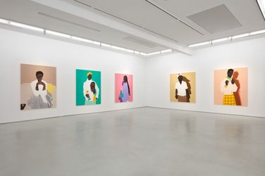 Exhibition view: Amoako Boafo, SINGULAR DUALITY: ME CAN MAKE WE, Roberts Projects, Los Angeles (18 September–6 November 2021). Courtesy the artist and Roberts Projects. 