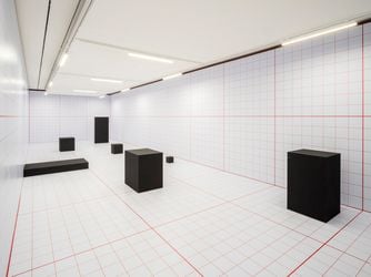 Channa Horwitz, Orange Grid, 2013-2023. Exhibition view of the 12th Seoul Mediacity Biennale THIS TOO, IS A MAP, Seoul Museum of Art, 2023. Photo: GLIMWORKERS. Courtesy of the Seoul Museum of Art