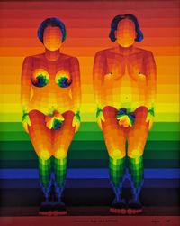 Rainbow Man and Woman by Ay-O contemporary artwork painting