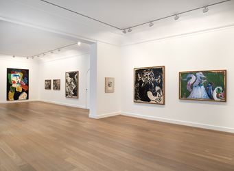 Exhibition view: Pierre Alechinsky and Karel Appel, Travaux à deux pinceaux (1976–1978), Galerie Lelong & Co., 13 Rue de Téhéran, Paris (12 March–30 April 2020). Courtesy Galerie Lelong & Co. Paris.