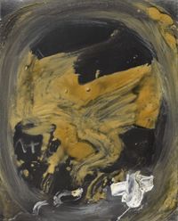 Oval i creu blanca by Antoni Tàpies contemporary artwork painting