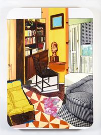 Interior: Two Chairs and One Yellow Couch by Mickalene Thomas contemporary artwork painting