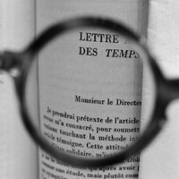 Sartre's glasses—Viewing a letter by Albert Camus addressed to Sartre when he was the director of Les Temps Modernes by Tomoko Yoneda contemporary artwork photography