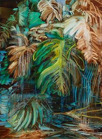 Monstera (yellow) by Adrienne Gaha contemporary artwork painting, works on paper