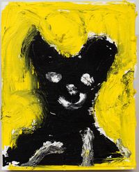 Yellow Box with Black Smiley Face Guy Box by Harmony Korine contemporary artwork works on paper