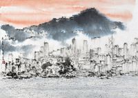 Below the Victoria Peak, Hong Kong by Hung Hoi contemporary artwork painting, works on paper, drawing