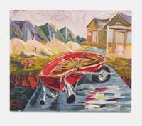 Red Wheelbarrow by Ken Taylor Reynaga contemporary artwork painting, works on paper