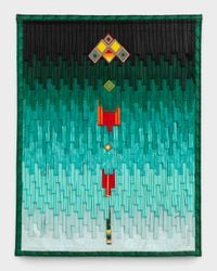 Vert Touareg et coquillages by Abdoulaye Konaté contemporary artwork textile
