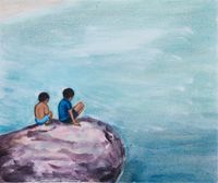 Boys on a Rock by Matthew Krishanu contemporary artwork painting